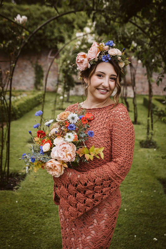 Achillea Crochet Wedding Dress - A rich terracotta dream for the romantic at heart