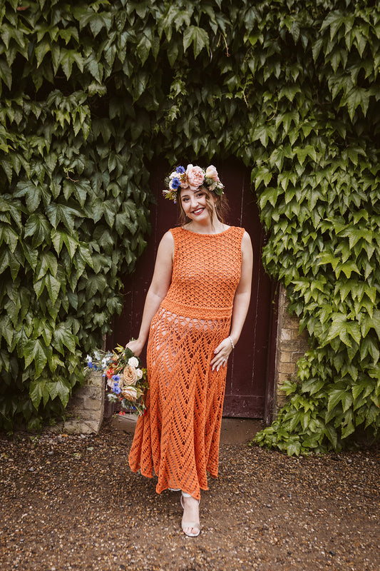 Gerbera Crochet Wedding Dress - A vibrant, joyful statement for the free-spirited bride